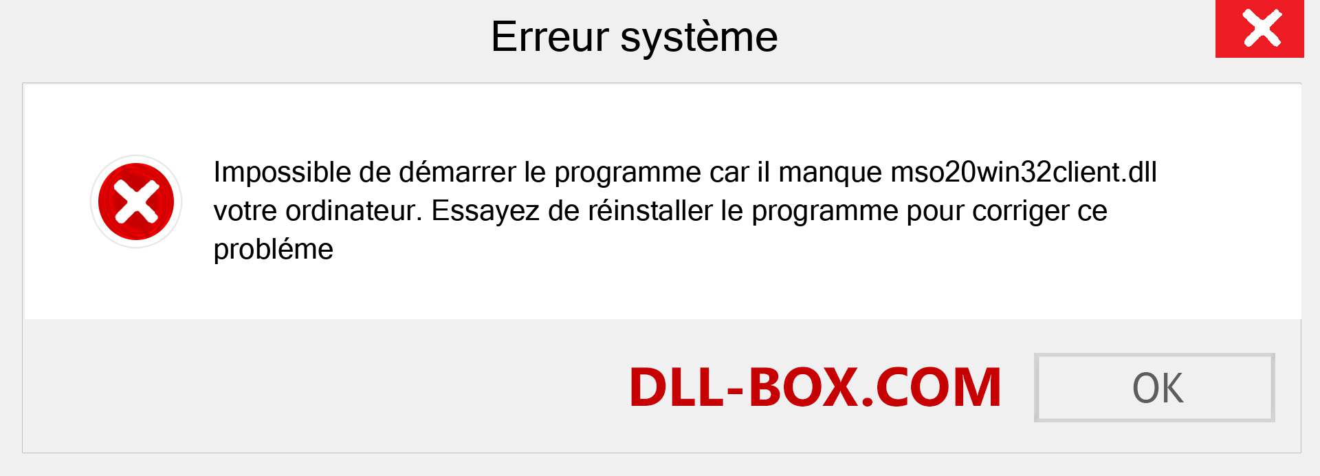 Le fichier mso20win32client.dll est manquant ?. Télécharger pour Windows 7, 8, 10 - Correction de l'erreur manquante mso20win32client dll sur Windows, photos, images